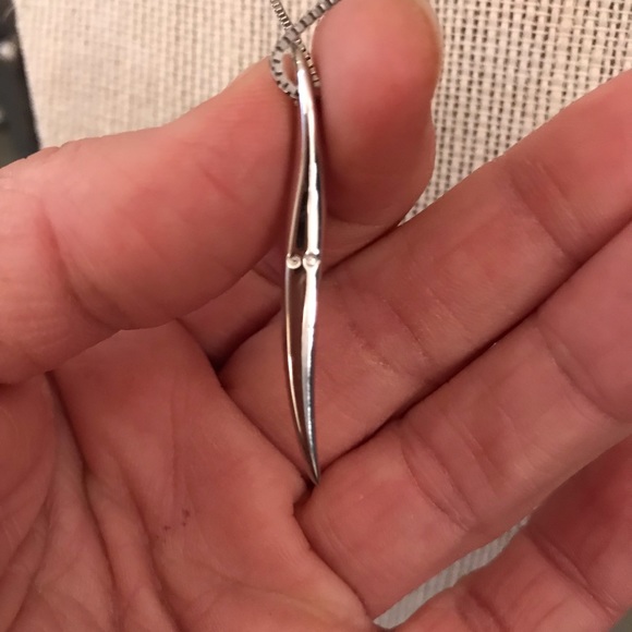 SOLD Swarovski Silver Pave Crystal Horn Necklace - Picture 4 of 5